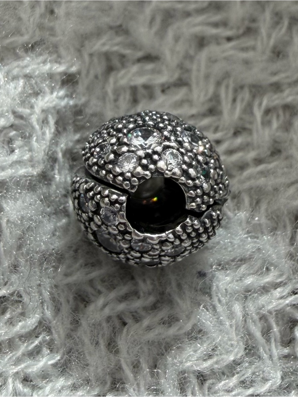 Pandora Silver Crystal Sphere Spacer Charm - Picture 2 of 2